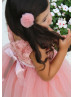 Pink Rosette Tulle Flower Girl Dress